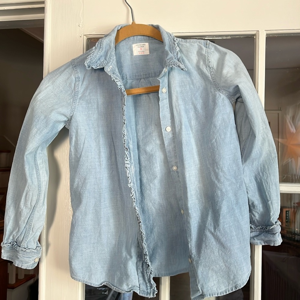Crewcuts (jcrew kids) chambray shirt. Girls size m (8-9).